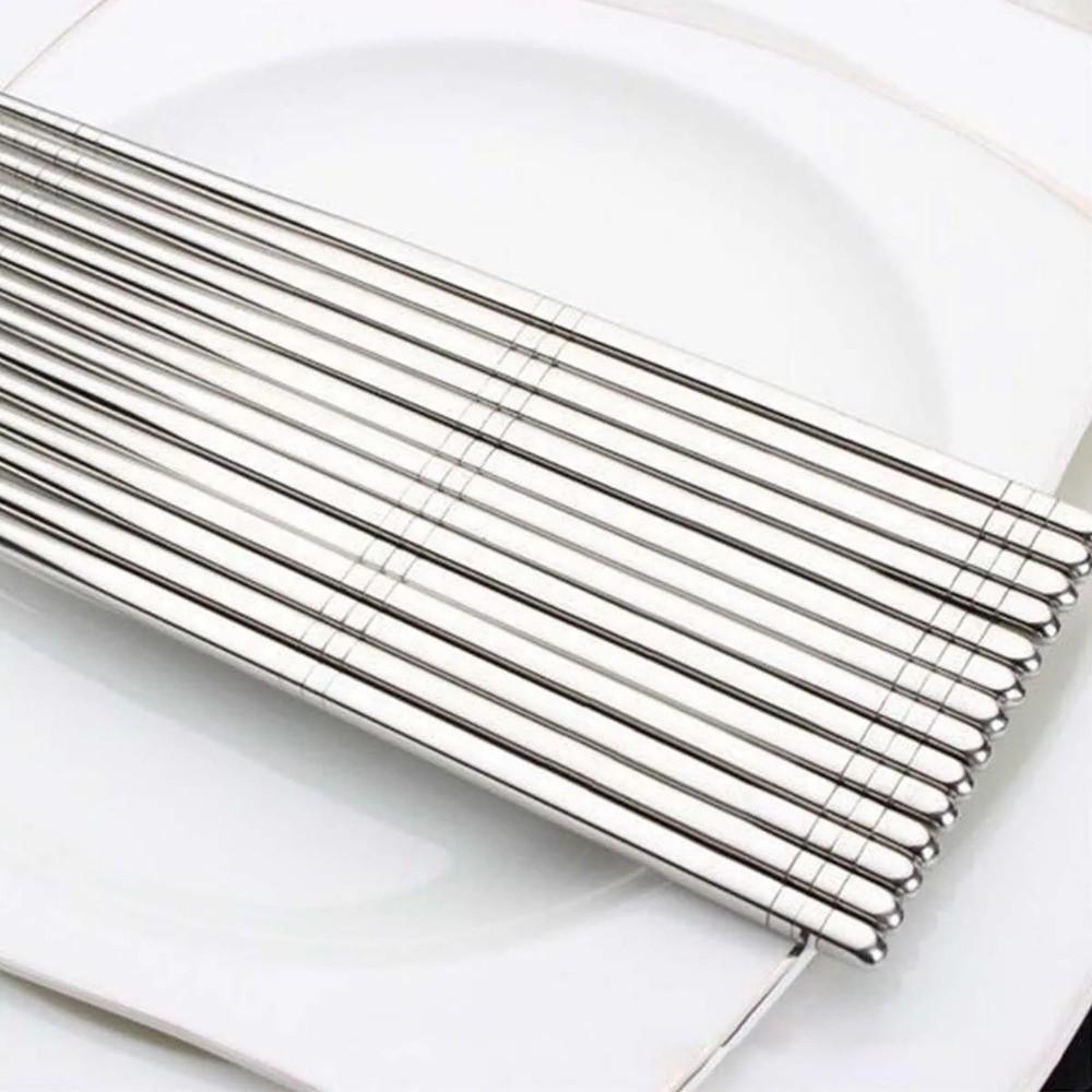 5 pairs Non-slip Sushi Chopstick Reusable Metal Chop Sticks Chinese Chopsticks Kitchen Tableware