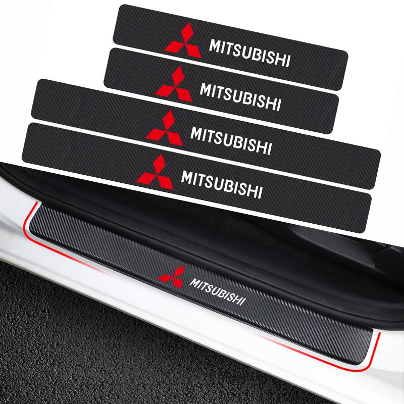 4 шт. Наклейки на пороги с логотипом Mitsubishi для дверей автомобиля, защитные накладки от царапин, Автодекор Для 9 X EXASX L200 Colt Outlander Pajero Lancer