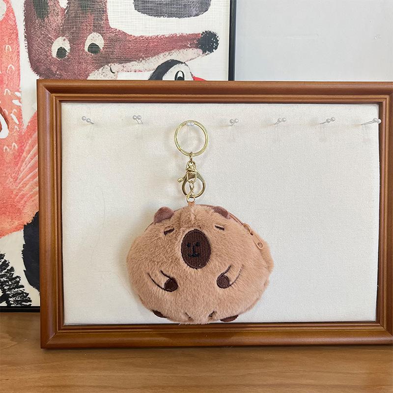 Cute Capybara Plush Coin Purse Guinea Pig Keychain Mini Wallet Coin Purse Headphone Storage Bag Key Bag Backpack Pendant
