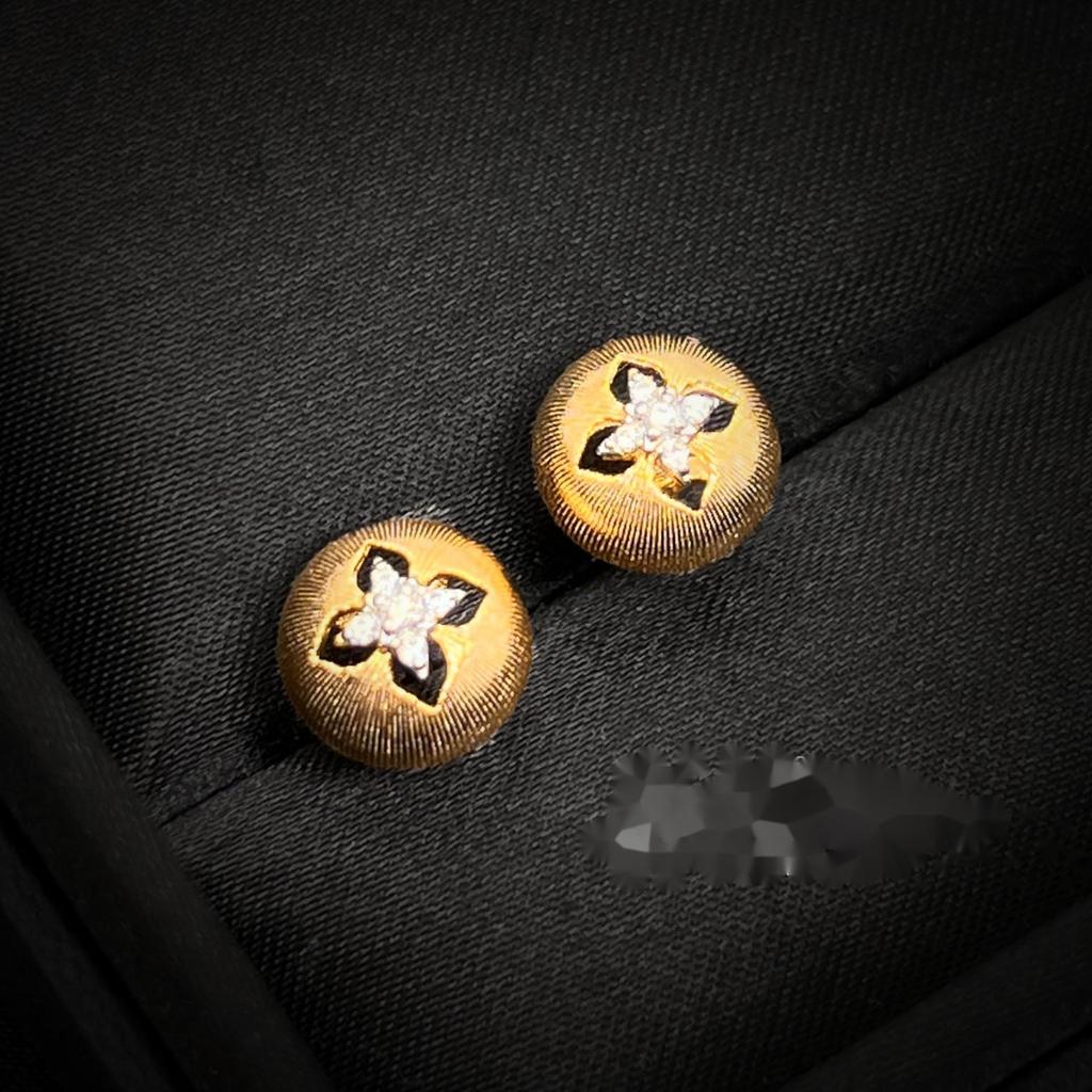 BELLA BOX Серьги в стиле ретро-суда с проволочным волочением, инкрустацией, четырехлистным клевером, кружевом, позолоченными, подходят для повседневной женской моды