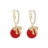 Korean Fashion Butterfly Pearl Hoop Earrings For Women With Electroplated Alloy
