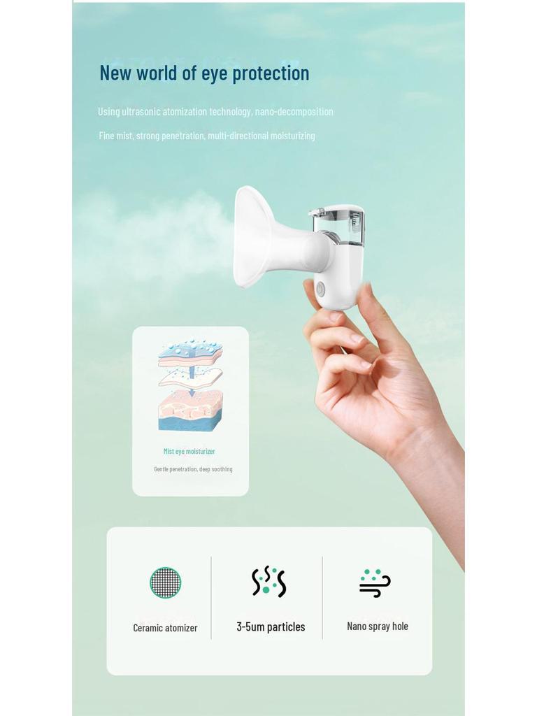 First-Gen Rechargeable Nano Spray Eye Moisturizer for Dryness and Fatigue Relief