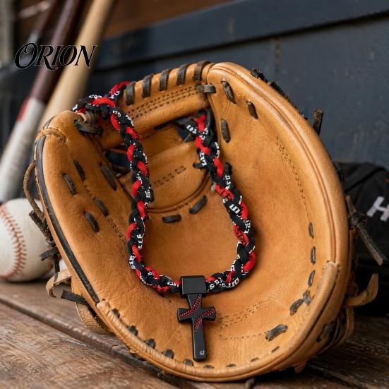Stainless Steel Crossroads Pendant Triple-Rope Baseball Necklace, Braided Rope Design Necklace with Crossroad Pendant, Team Spirit Gift Sports