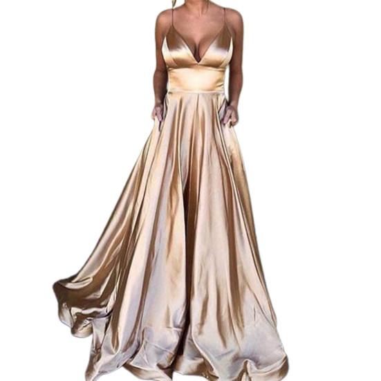 Платье на бретелях с высокой талией, V-образным вырезом, универсальное, с регулируемыми бретелями, праздничное платье для банкета