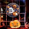 Halloween Door Sign Scary 2D Flat Acrylic Round Sign Decoration Gothic Festive Ornament Hangable Scene Props for Bedroom Porch