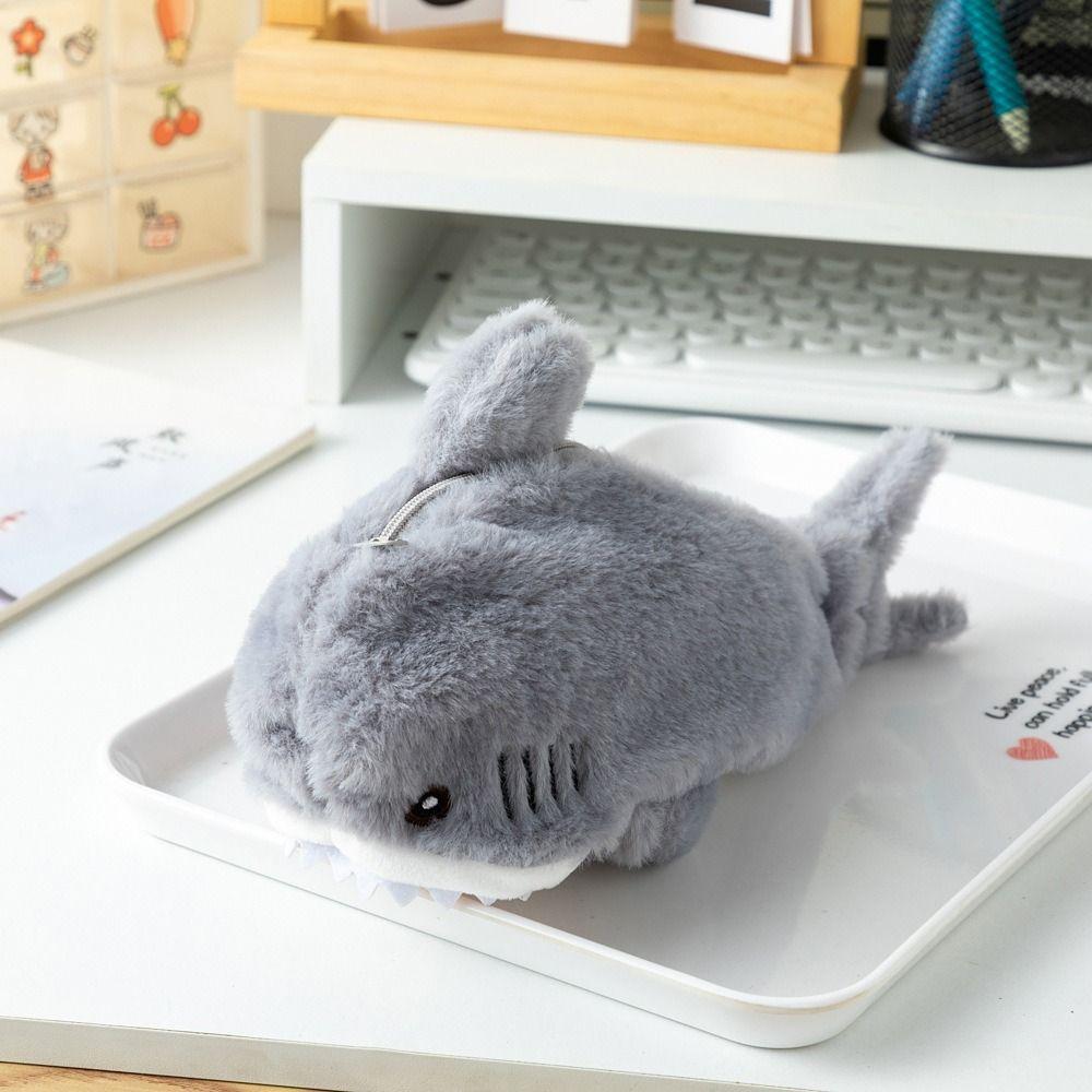 Большая Акула Плюшевая Пенал-сумка Большая Вместимость Пушистый Пенал Кавайный Мультяшный Пенал Канцелярские товары