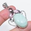 Natural Amazonite, Kunzite 925 Sterling Silver Jewelry Pendant 2.25" k9Q19