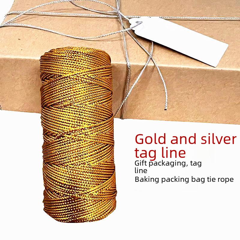 Золотая и серебряная веревка толщиной 1,5 мм для упаковки подарков и связывания букетов, 16 прядей