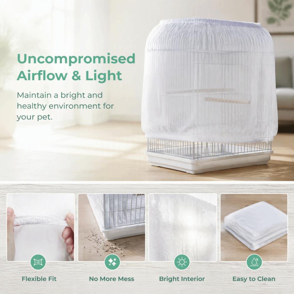 Large Size Bird Cage Cover Adjustable Elastic Mesh Netting Cover For Parakeet