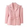 Kaslead Новая женская одежда Западный стиль Мода Простые приталенные блейзеры с широкими плечами на шнуровке
