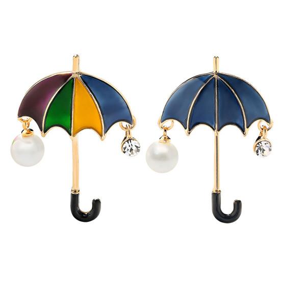 Мультяшная красочная брошь в форме зонтика, искусственный жемчуг, булавка со стразами, шарф, шляпа, значок, вечерние аксессуары для пальто, подарок