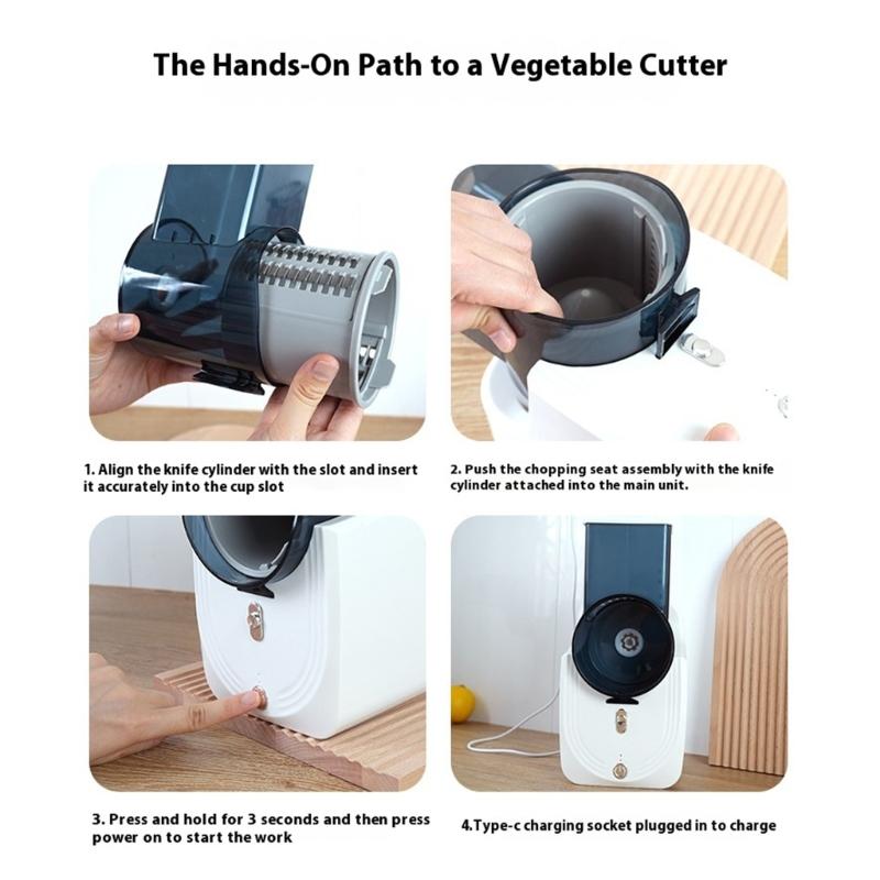 High Efficiency Electric Drum Vegetable Cutter USB Charging Dicer for Quick Meal Preparation and Healthy Cooking