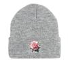Lifelike Flower Warm Knitted Cap Beanie, Skull Cap Elastic Cozy Hip Hop Pompom Beanies Knitted Hat Beanie