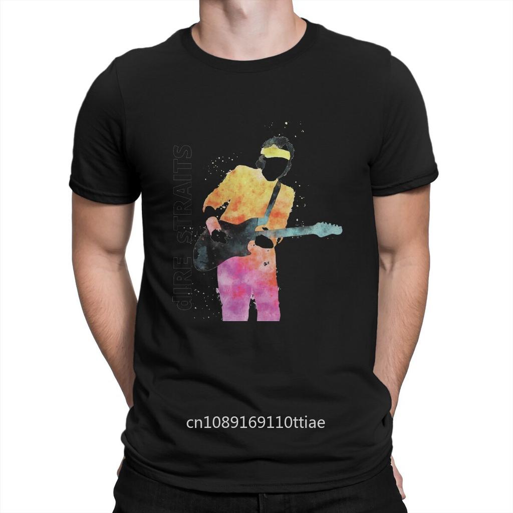 Music T Shirt Men's Cotton Vintage T-Shirt O Neck Dire Straits Band Tees Short Sleeve Tops Graphic