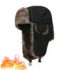 Men's and Women's Winter Warm Plush Lined Pilot Hat - Windproof Ear Muffs with Adjustable Faux Fur Ears, Extreme Cold Weather and Outdoor Exploration