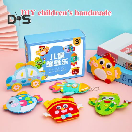 6Pcs/Set Kids DIY Doll Sewing Kit Handmade Non-woven Fabric Animal Plushie Stuffed Animal Craft Sewing Kit Beginner Toddlers Boys Girls Gift