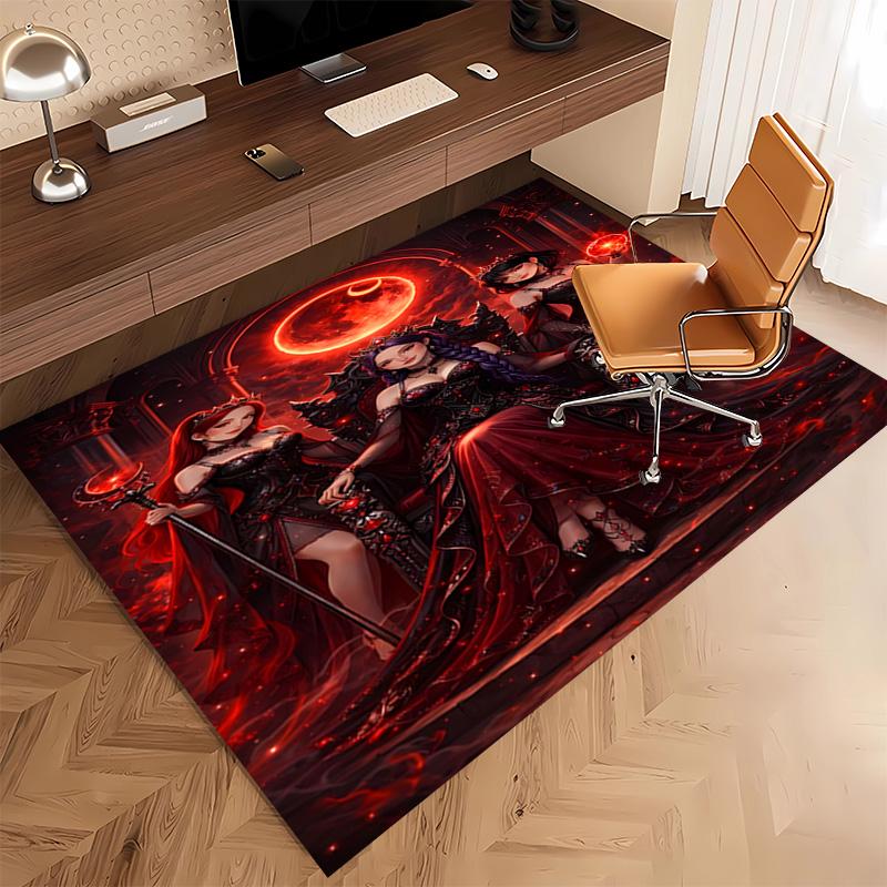 1pc Demon Hunter Print Area Rug - Soft, Washable Non-Slip Indoor Mat, Living Room, Home Office Decorative Rug,Office Decorative