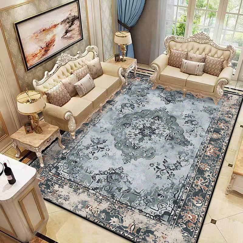 Persian Retro Carpet Living Room Aesthetic Decoration Home Bedroom Non-slip Washable Floor Mats Large Area Flannel Rug Cloakroom