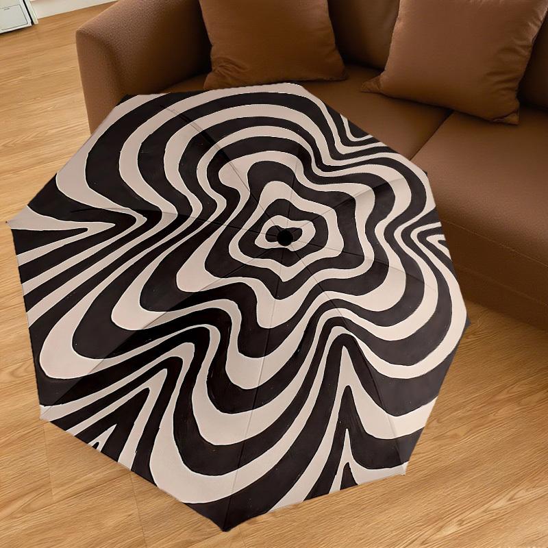 1PC Op Art Spiral Umbrella-8-Rib Reinforced, Automatic Open, Lightweight & Durable, Cute Fashion Accessory for Outdoor, Beach, or Casual Use, Beach Um