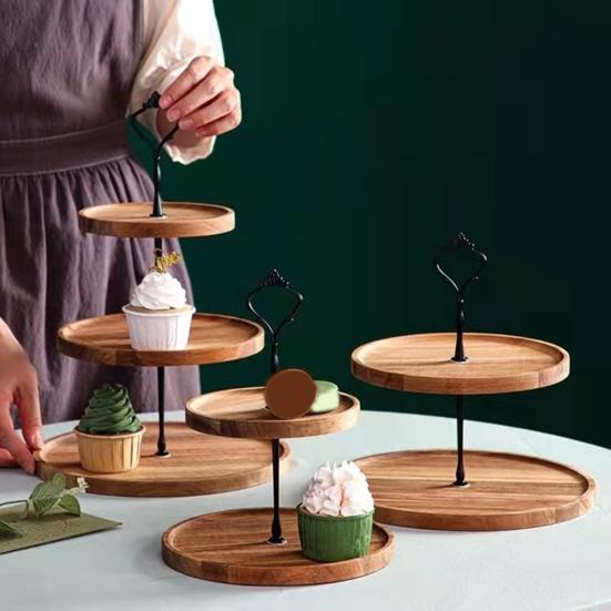 Прочная деревянная подставка для кексов с круглыми краями, экономящая место для сэндвич-хлеба, подставка для свадебного торта