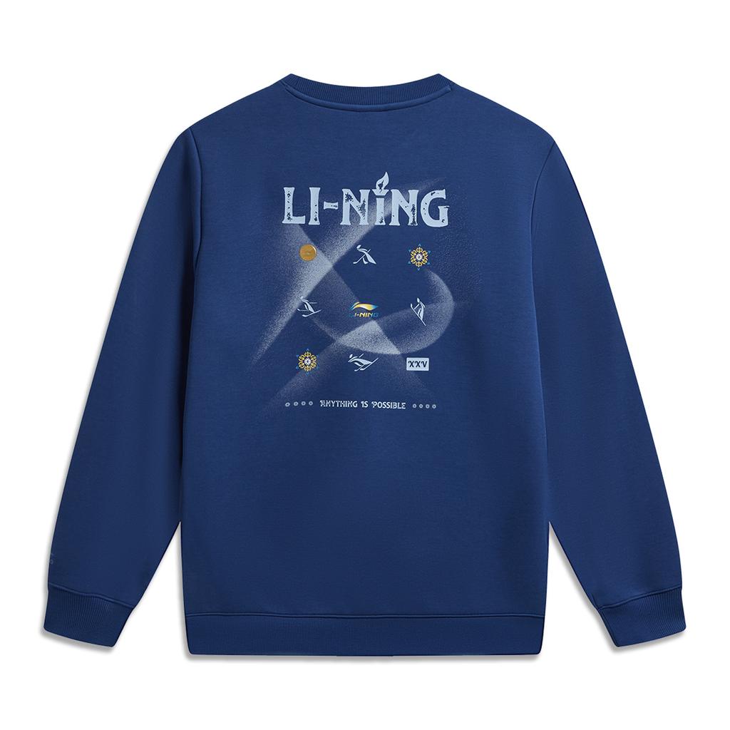 Li Ning Серия DNA Вдохновленная зимними видами спорта Ограниченная серия Американский ретро Повседневная мода Универсальный Логотип Круглый вырез Пуловер Толстовка Мужская толстовка AWDWC13-2