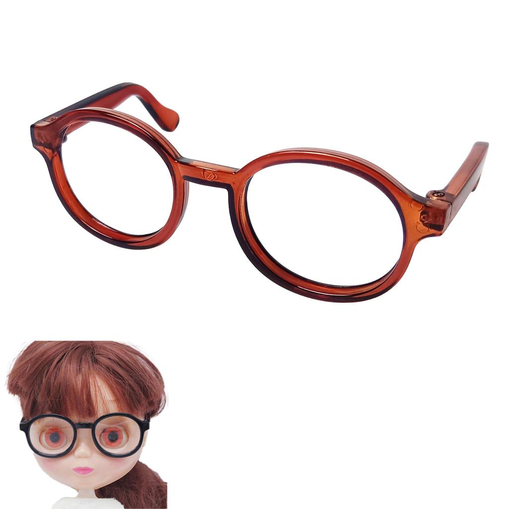 DOYOUCOTO Glasses Plush Doll, Chibi Plush Doll, Oshikatsu Round Glasses, Mini Doll Parts, Small Plush Toy, Pet Figure, Handmade Material (Clear