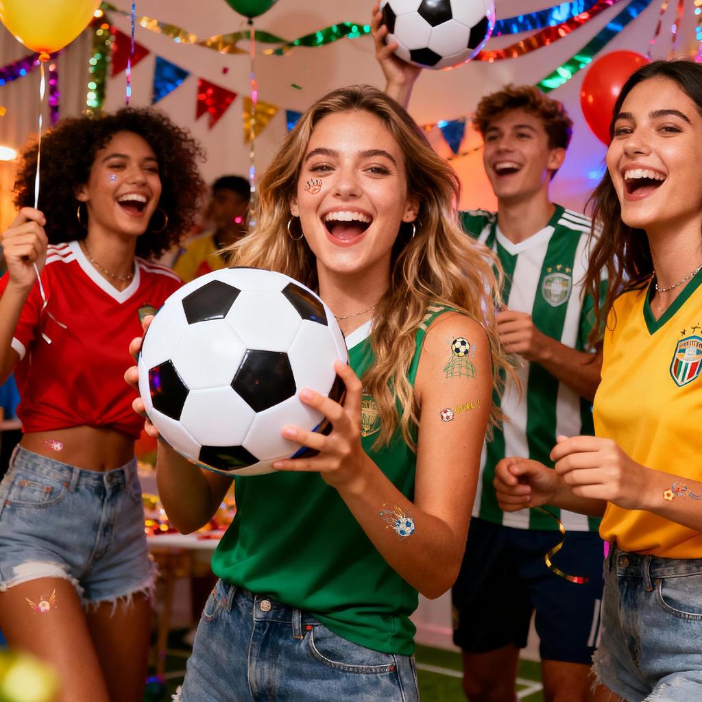World Cup Waterproof Cartoon Face Tattoo Stickers for Sports Events and Parties