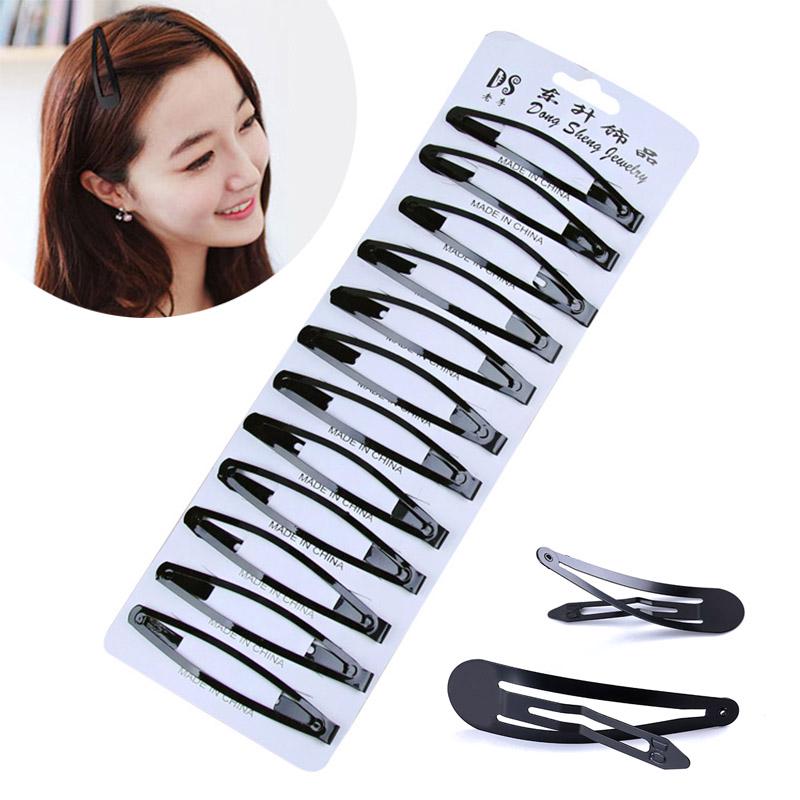 Горячая Распродажа Простые Однотонные Женские 12 шт./уп. Заколка-автомат BB-клип Свадебная заколка для волос Черный сплав Зажим для волос Заколки