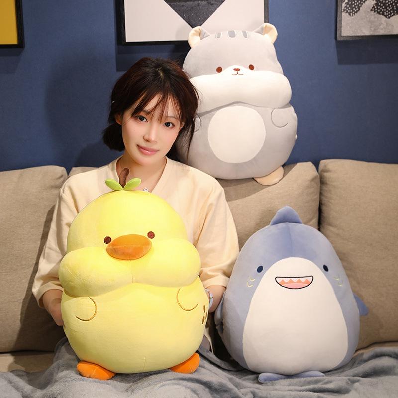 Грелка Желтая Утка Акула Плюшевая Игрушка и Плед - Милая, Мягкая, Вкладываемая, Идеально для Время Сна или Комнат с Кондиционером