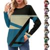 Women's Long Sleeve Shirts Casual Fashion Geometry Printed Tunic Tops Crewneck Basic Loose T Shirt