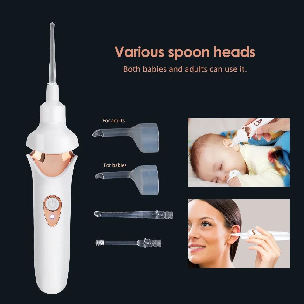 Wireless Luminous Ear Pick Electric Ear Cleaner Painless Ear Suction Set Children Adult Earwax Removal Tool with LED Light