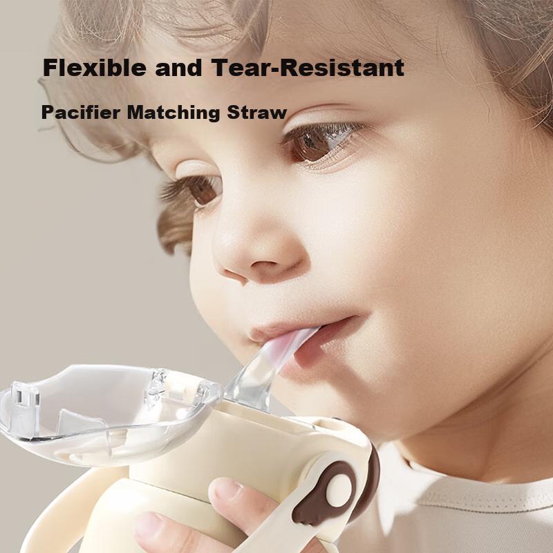 YEEHOO Insulated Cup, Children Water Bottle, Baby Thermos, 316 Stainless Steel Insulated Cup, Straw Cup, Travel Mug - Milk Tea White
