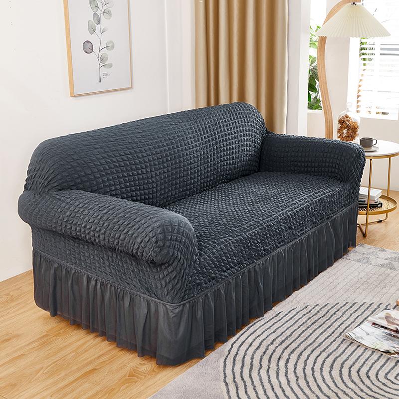 High Elastic Bubble Grid Sofa Cover 1/2/3/4 with Skirt Hem, All Season Universal Pet Anti Dirt