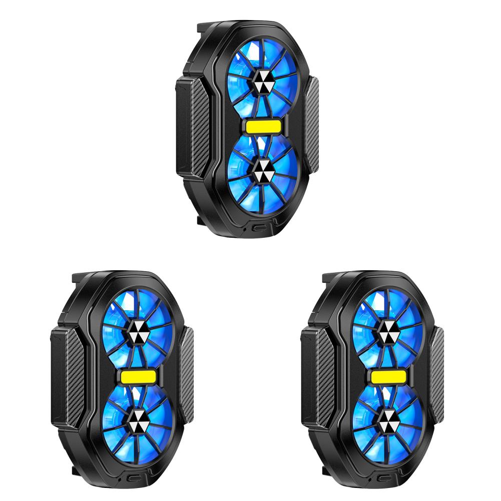FS01 Dual Fan Plug-in/Rechargeable Mobile Phone Cooler Radiator Long Lasting Stronger Cooling Air Cooling Clip design with Blue