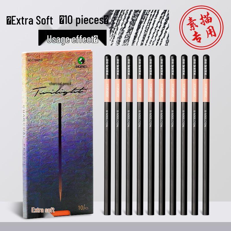 Mali Student Sketching & Drawing Pencil Set: Includes 2B, 4B, 14B soft, medium, hard, and charcoal pencils ideal for art exams.