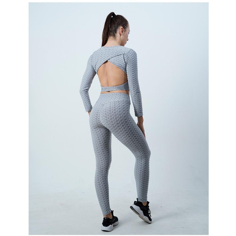 Комплект для йоги Женская одежда для йоги Bubble Yoga Бег Фитнес Одежда с высокой талией Персиковый подъем бедер Одежда для йоги