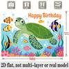 Sea Turtle Birthday Banner, Coral Reef Fish Backdrop Wall Decor for Party