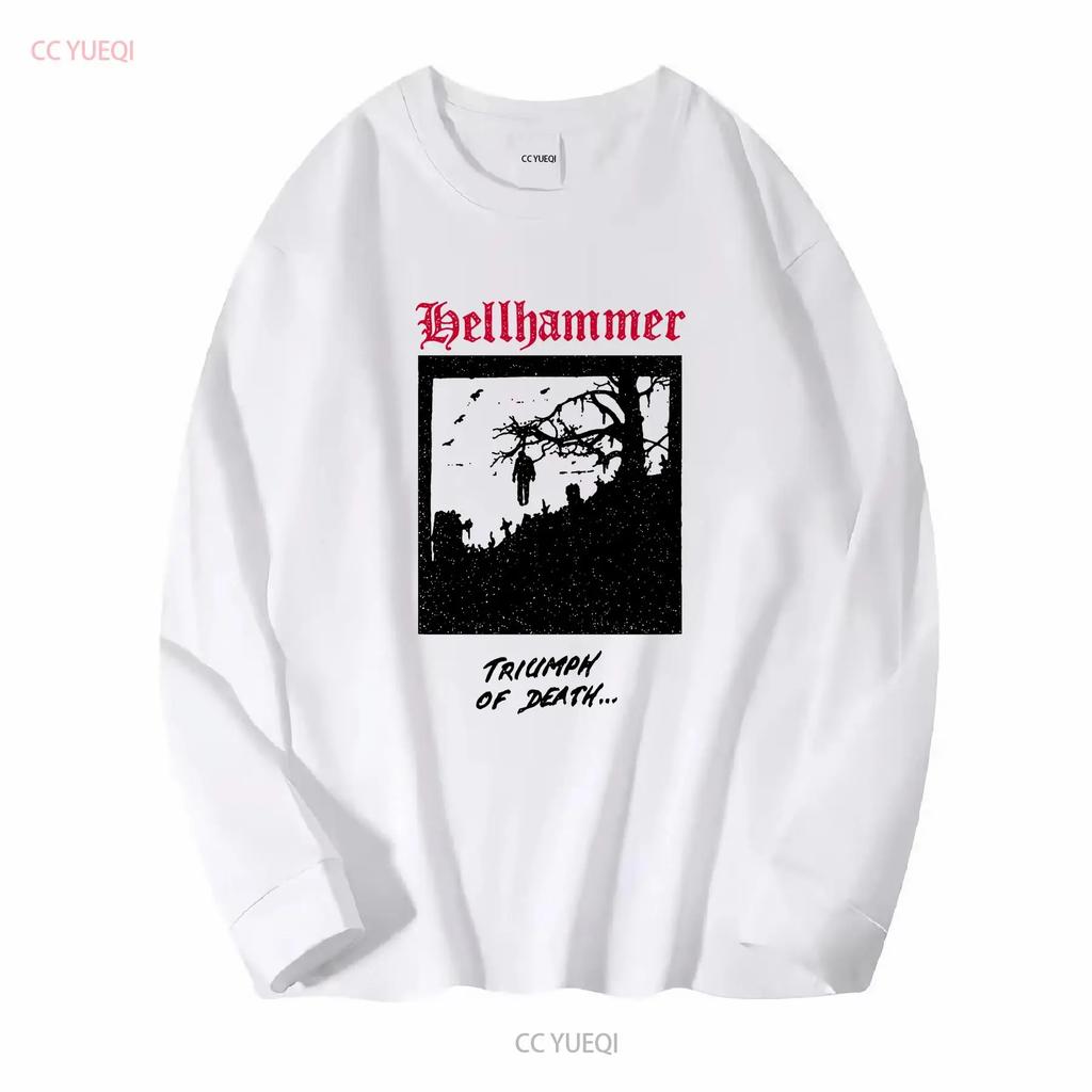 Футболка Hellhammer с длинным или коротким рукавом винтажная стильная washed streetwear для мужчин удобная унисекс дизайнерская одежда мягкая