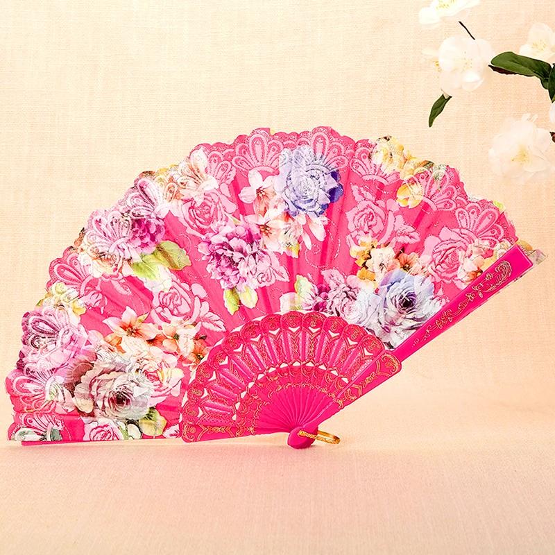Складной веер с бронзовым принтом роз, испанский пластиковый веер из кости, китайский танцевальный веер для свадебной вечеринки, косплея, домашнего декора, ремесла