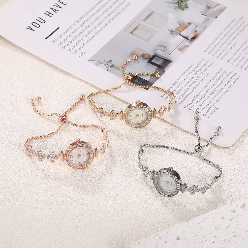 Women's Adjustable Floral Diamond-Set Wrap-Around Watch