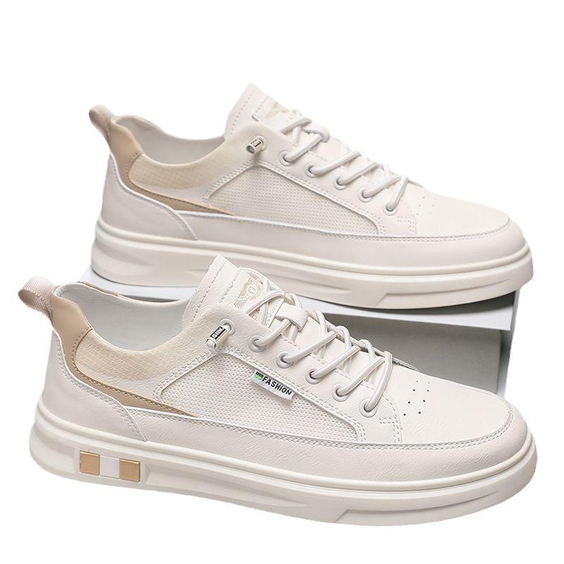 Мужская обувь лето новая мужская кожаная обувь дышащая и универсальная спортивная и повседневная обувь на одной педали высококлассные маленькие белые кеды