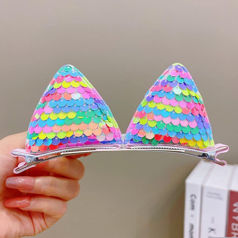 2 шт. новые заколки для волос с кошачьими ушками и блестками, милые заколки для волос для девочек, аксессуары для волос, детские милые заколки, детские модные головные уборы, украшения