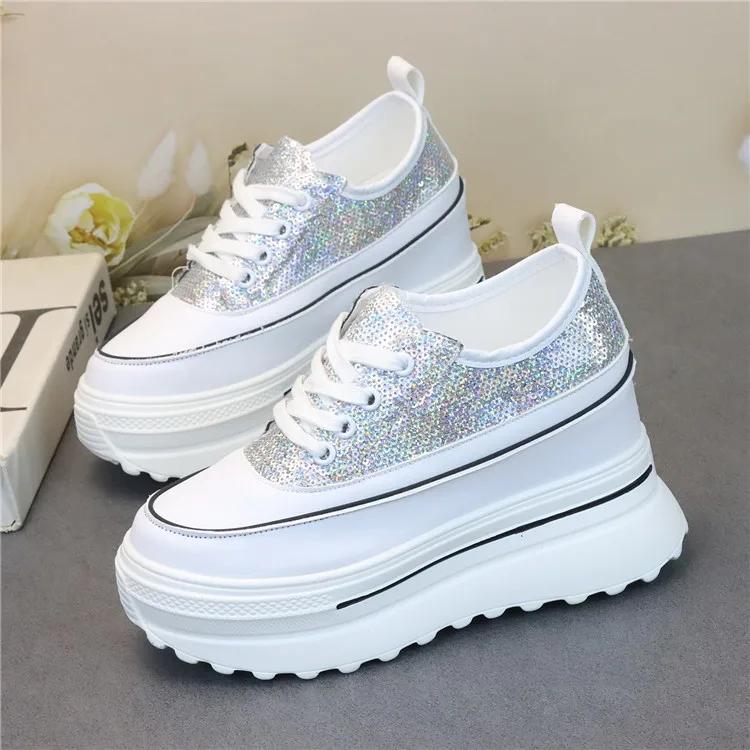 Модные кроссовки на платформе и танкетке из натуральной кожи и синтетики, на массивной скрытой танкетке, женские повседневные, женские, весна, осень, женская обувь