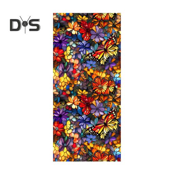 Stained Glass Static Window Film Vintage Flower Privacy Protection Sun Blocking Glass Cling Waterproof PVC Window Covering Film