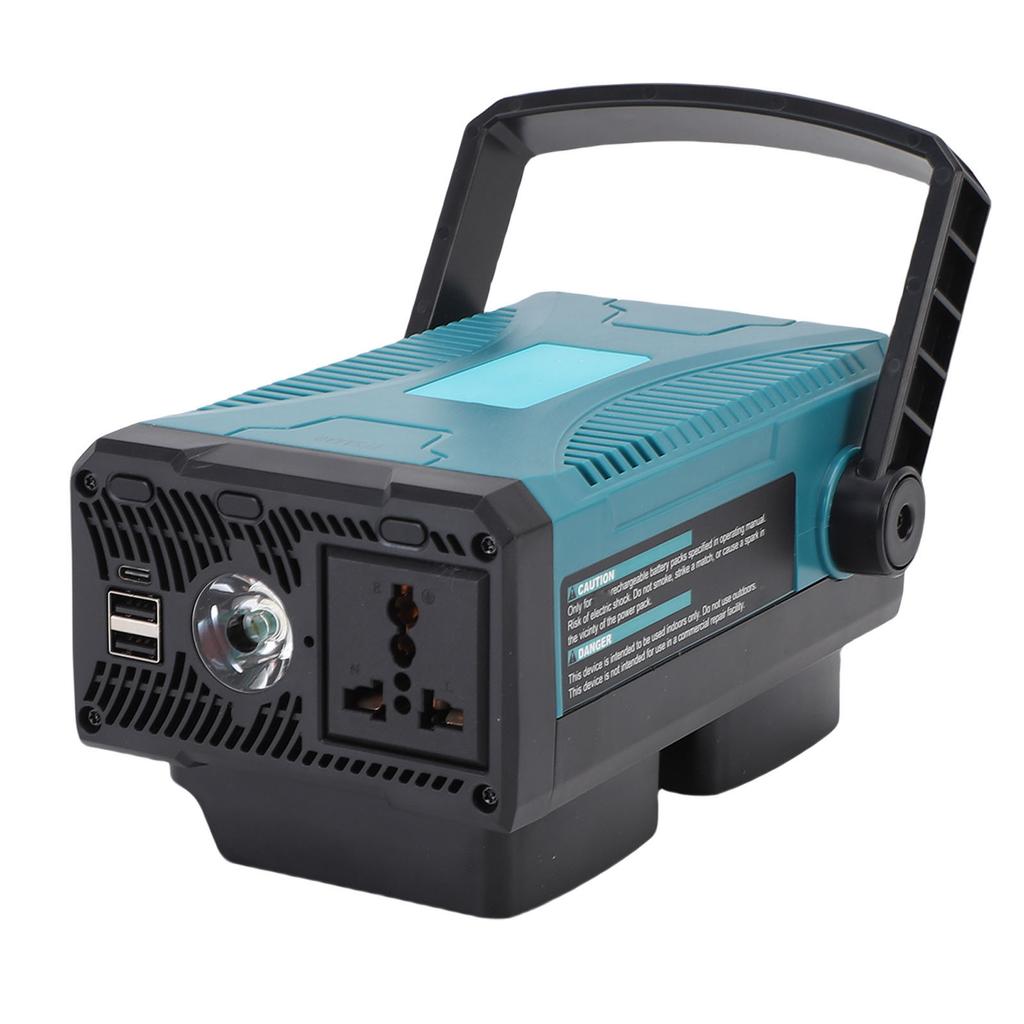 Преобразователь мощности 150 Вт DC18V в AC110V Инвертор синусоидального напряжения с 1 розеткой, 2 портами USB-A и 1 портом USB-C Синий штепсель США
