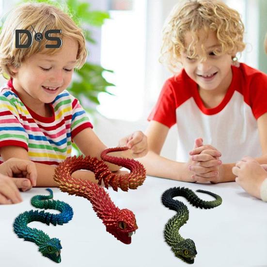 3D Printed Snake Toy Articulated Snake with Openable Mouth And Retractable Teeth Flexible Fidget Snake Toy for Adults Kids