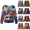 Women's Casual Fashion Long Sleeve Standing Collar Single Breasted Carnival Print Workwear Jacket Tops