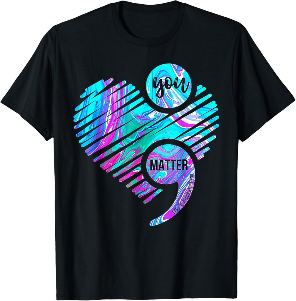 You Matter Heart Teal and Purple Mental Health Unisex T-Shirt