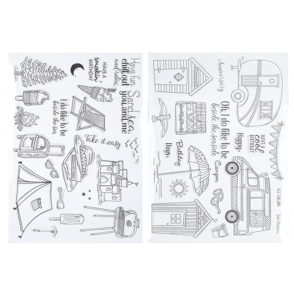 2 шт. прозрачная печать штамп летняя поездка замок автомобиль палатка для изготовления открыток скрапбукинг