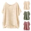 Summer Linen Blouses For Women 5XL Large Size Short Sleeve Tops Solid Color Casual Shirts Thin Breathable Blouse